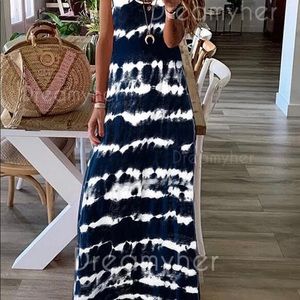 Blue and white maxi